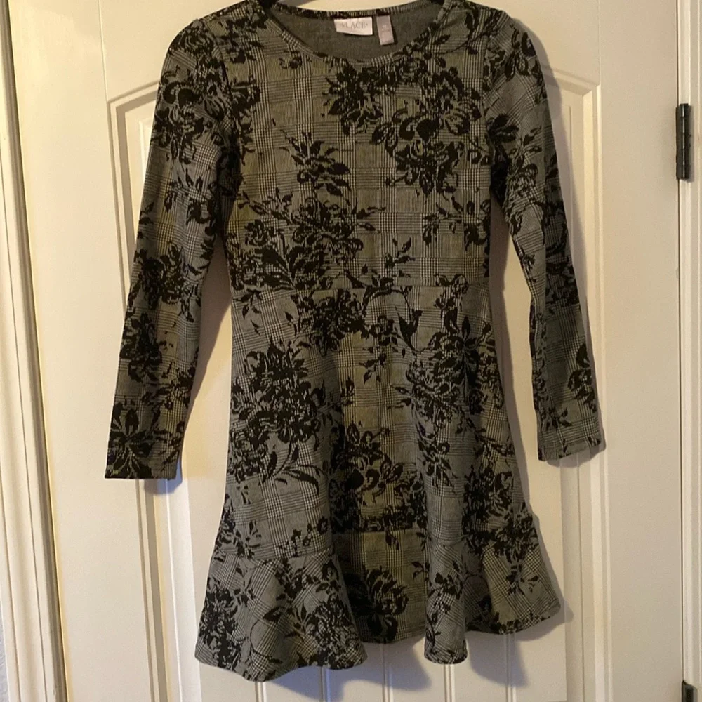 Children’s Place NWT Girls Floral Ruffle Dress - Black. Size XL.